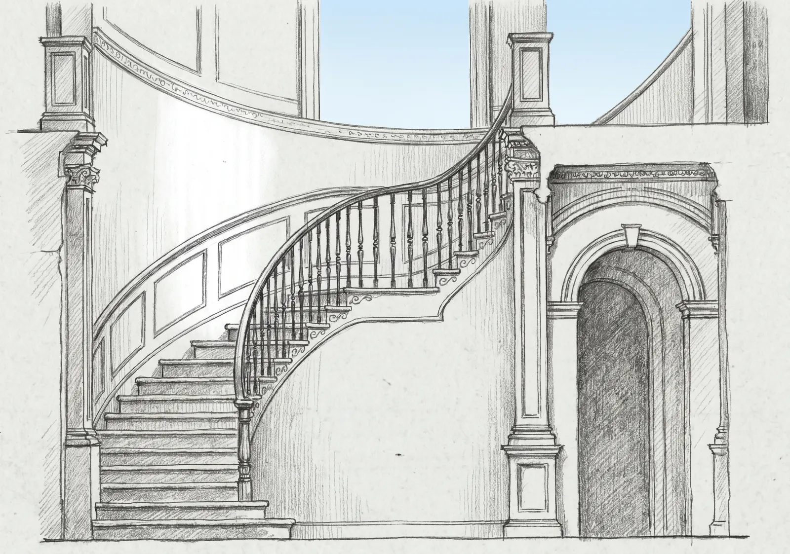Pencil study of a stair