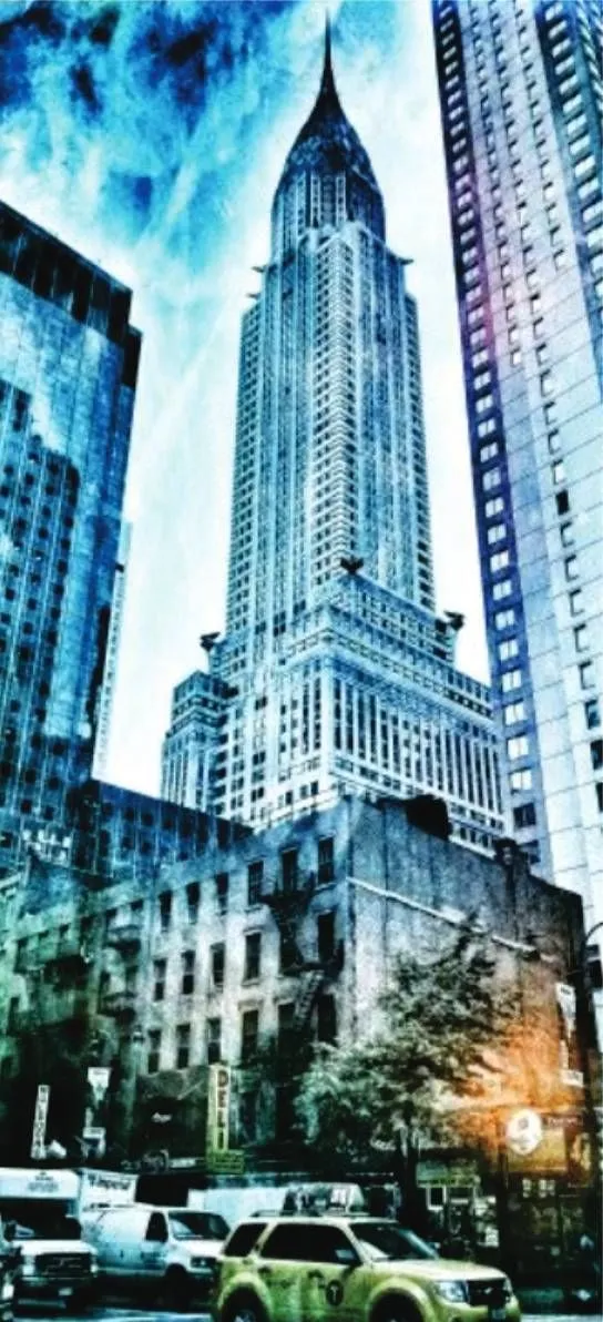 Street-level view up the Chrysler Building's facade